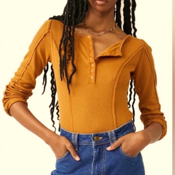 Free People Amber Sloane Bodysuit NWT🧡💛 - Picture 2 of 6